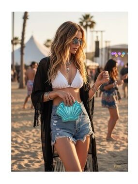 new Polo Ralph Lauren ☀︎︎ Crochet Beaded Triangle String Bikini Top ☀︎︎ White XS